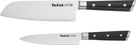 Tefal ice force knivsæt - 2-delt - santoku kniv 16,5 cm - småkniv 13 cm - rustfrit stål - robust