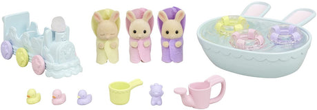 Sylvanian families 5707 trillinger babycreme kaninbadelegesæt - inklusive 3 fløjlsbløde babylegefigurer