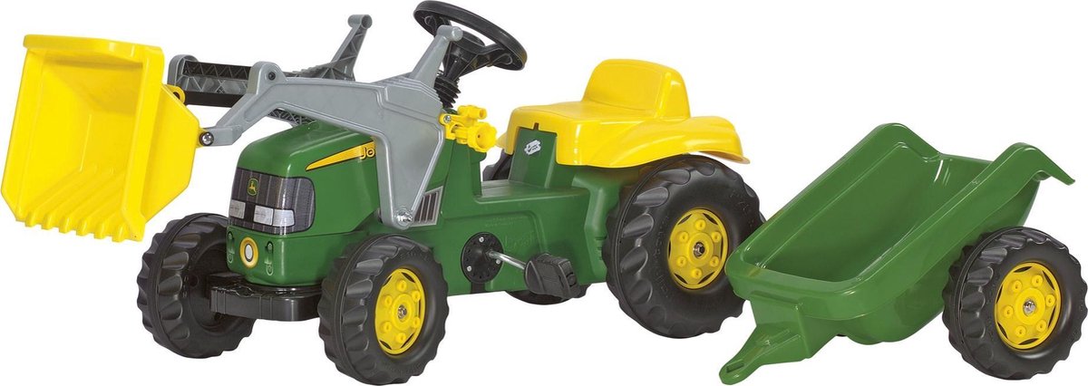 Rolly toys rollykid john deere - pedaltraktor med trailer og frontlæsser