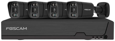 Foscam fna108e-b4-2t-b sæt sikkerhedskamerasæt - 4 kameraer - poe - 2TB hukommelse - farve nattesyn 20m - 8mp - sort