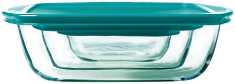 Pyrex - madlavningsfad rektangel med låg sæt af 3 stykker - borosilikatglas - gennemsigtig -