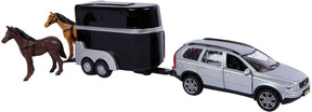 Børneklode trykstøbt Volvo XC90 med hestetrailer, 27 cm