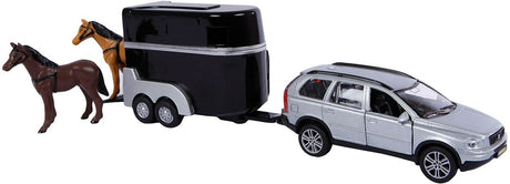 Børneklode trykstøbt Volvo XC90 med hestetrailer, 27 cm