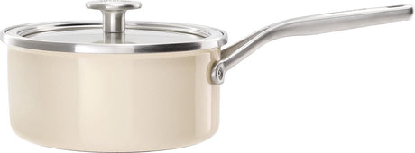 Kitchenaid stålkerne emalje gryde 18cm 2,0l - mandel hvid - induktion - pfas-fri