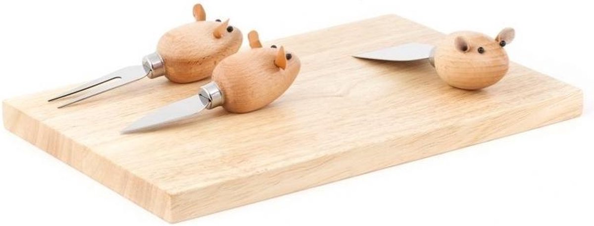 Kikkerland ostebord og 3 museknive
