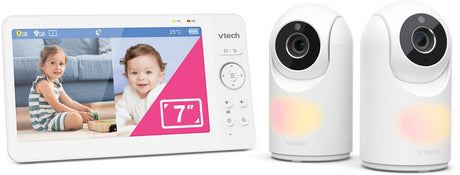 Vtech VM7467-2HQ babyalarm med kamera - 7 tommer skærm - 2 kameraer - pan tilt - nattesyn