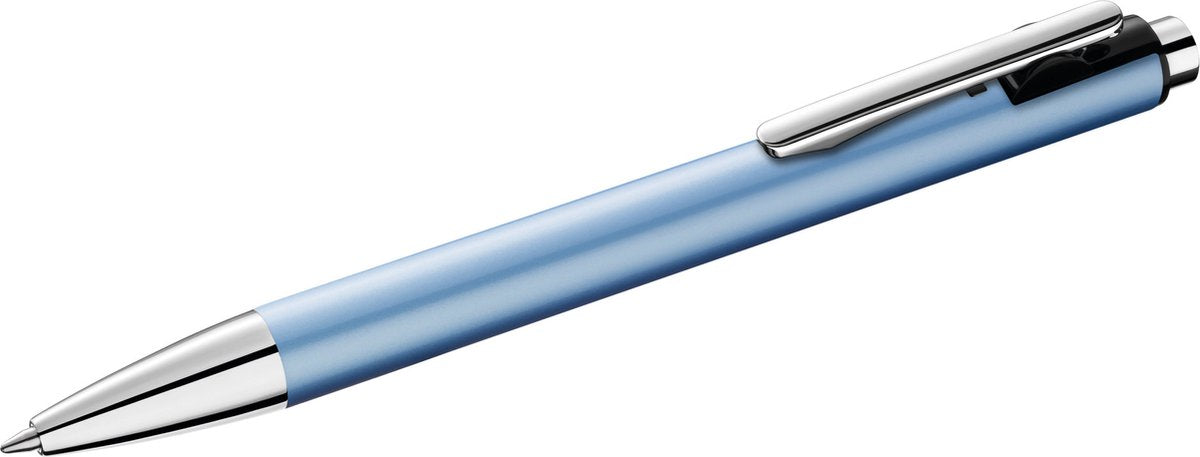 Pelikan kuglepen med trykknapper metallic k10 isblå blister