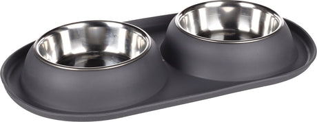 Flamingo grafa duo dinner - eet- en drinkpot honden - eetpot duo dinner grafa donkergrijs dia 14,5cm 2x500ml - 1st - 139074 - 1st