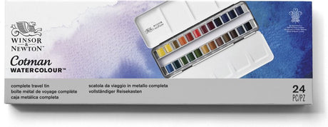 Winsor Newton 0390645 Cotman Watercolor Paint Set – Metal Sketchers Box – 24 halve pander