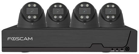 Foscam fn9108e-t4-2t sæt sikkerhedskamerasæt - 4 kameraer - poe - 2TB hukommelse - nattesyn 20m - 5mp - sort