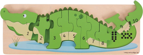 Bigjigs legetøj træpuslespil 3d krokodille - bigjigs