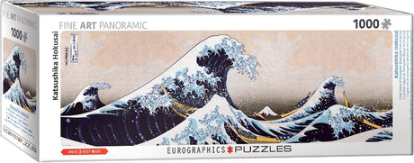 Eurographics - den store bølge fra kanagawa (udvidet i forhold til originalen) [神奈川沖浪裏 kanagawa-oki nami ura] - katsushika hokusai - 1000 brikker 96×32 cm (b×h) - panorama-puslespil