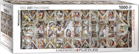 Eurographics - loftet i Det Sixtinske Kapel - michelangelo di buonarotti - 1000 brikker 96×32cm (b×h) - kunst panorama puslespil