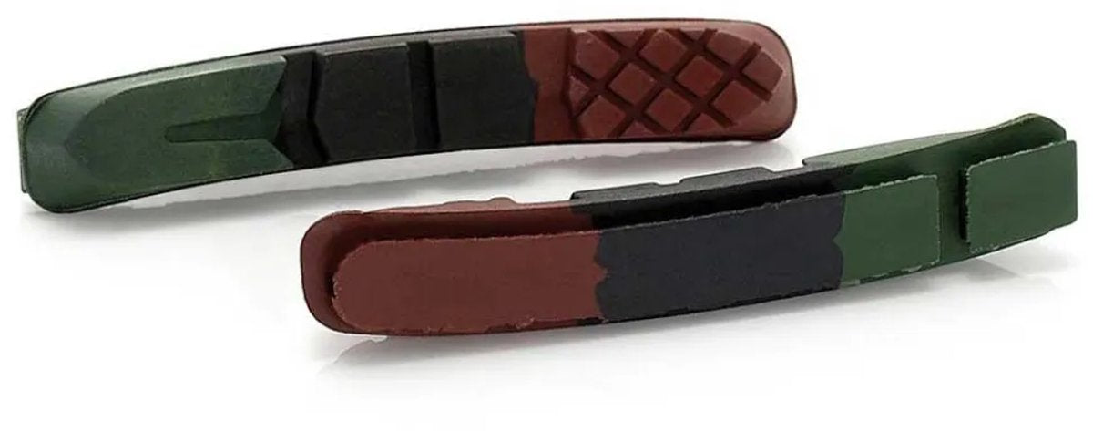 XLC BS-X09 udskiftning af bremseklodser - reservedel - sæt med 4 dele - 72mm - grøn sort rød