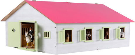 Børneklode hestestald pink med 7 kasser, 1:24