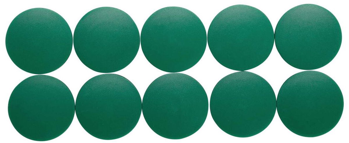 Maul magnet rund 10 stk 2,5 kg plast ferrit bruchsicher erodiert lackiert ø 3,8 x 1,55 cm grøn