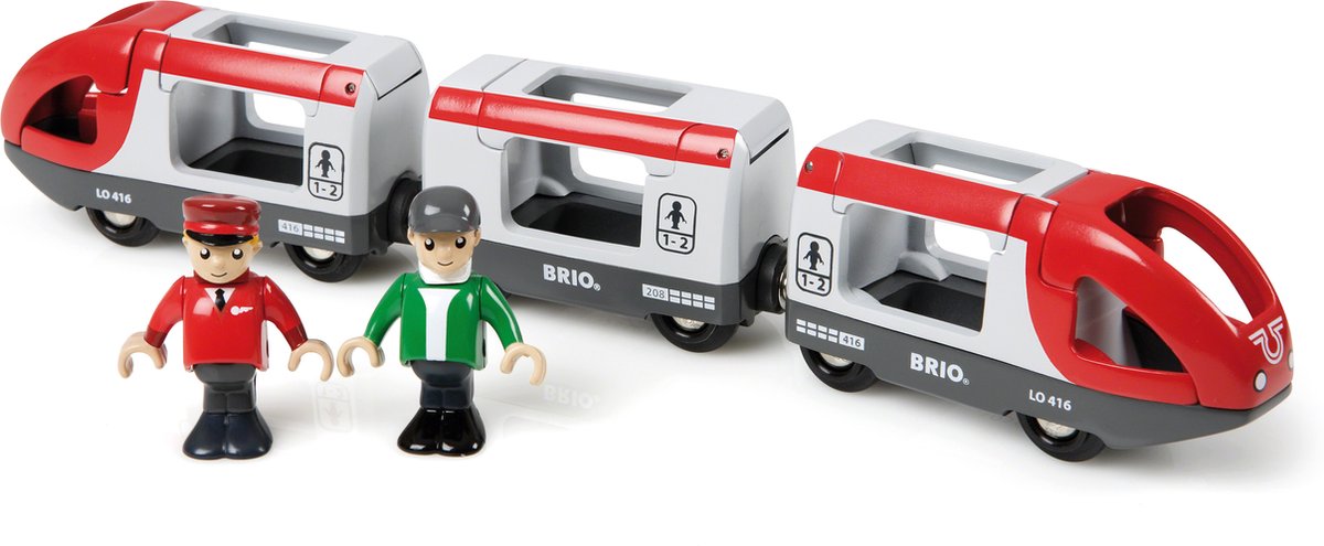 Brio rødt passagertog - tredelt tog for verden - 33505