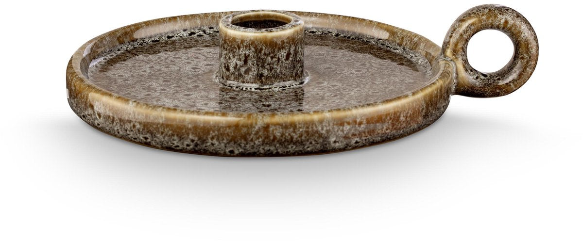 Vtwonen - kandelaar met oor - groen - keramiek - 17.5x14x3cm