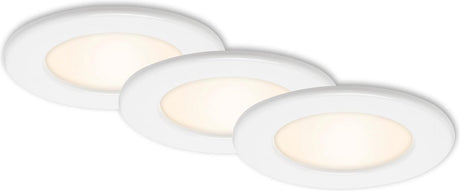 Briloner tynd - forsænket spots sæt af 3 - 3 x LED 6w 450lm - ip44 (badeværelse) - lys farve: varm hvid - installationsdybde: 30 mm - indbygningsmål: 100 mm - produkt: ø115 mm - hvid