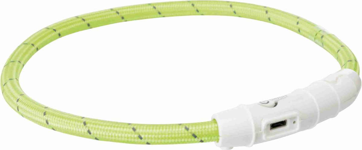 Trixie lysende hundehalsbånd flash USB TPU nylon grøn