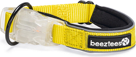 Beeztees safety gear parina - hondenhalsband - nylon - geel - 30-35x2 cm