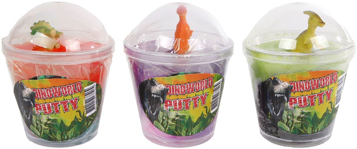 Dinoworld flerfarvet spartelmasse med figur (1 stk.) assorteret