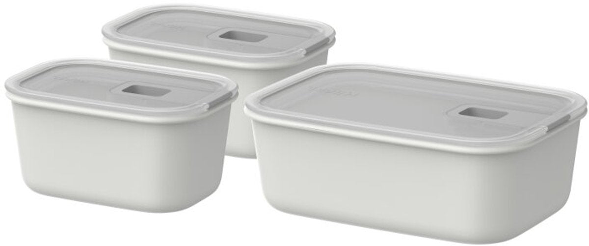 Mepal vershouddoos set easyclip - 2x 450 + 1000 ml - vershoudbakjes met schuifsluiting - geschikt voor magnetron. stoomoven. koelkast en vriezer - nordic white