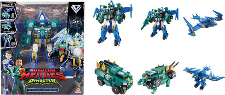 Quantum heroes dinoster dinoster - quantum heroes - robot figurer 6 i 1 - transformerbare mega robotter - 28cm - Stego blast wing