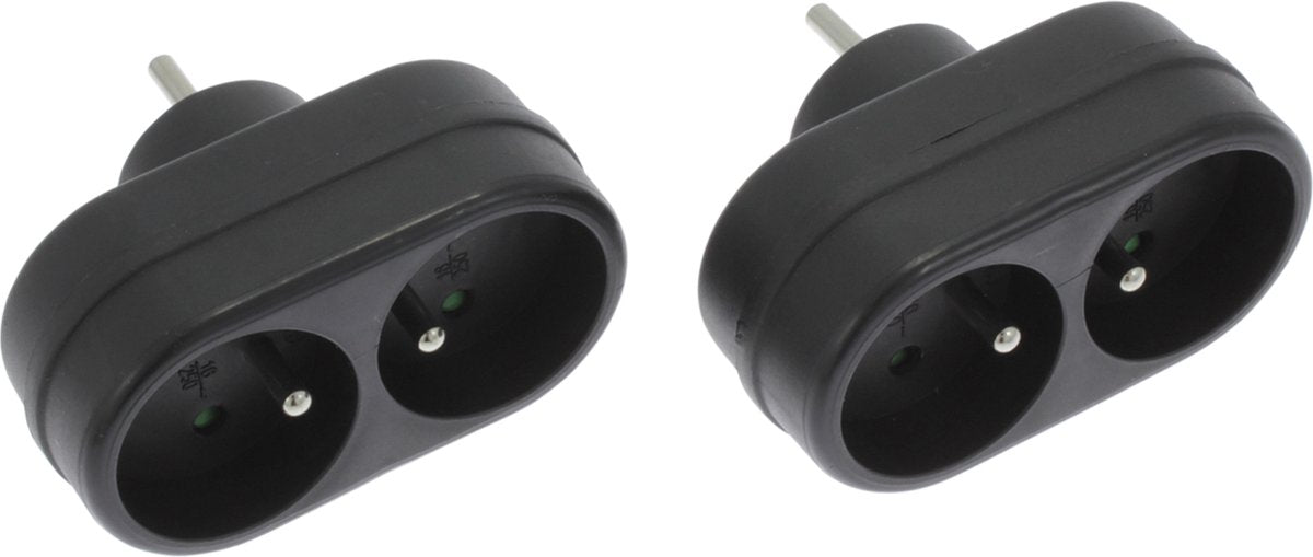 Q-link exin fordelerstik - 2 x domino med benjord - sort
