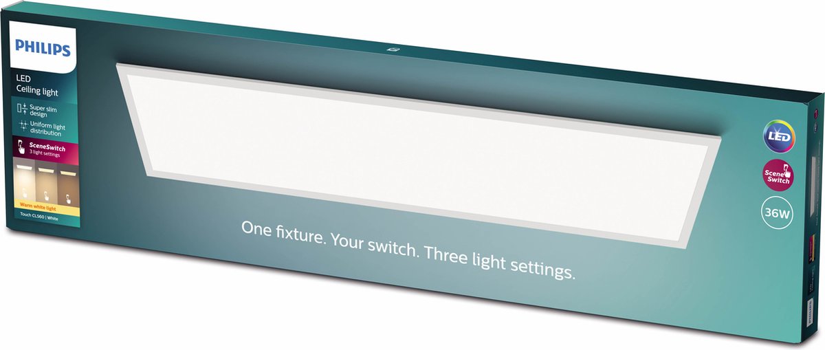 Philips led philips touch plafondlamp - rechthoekig - wit