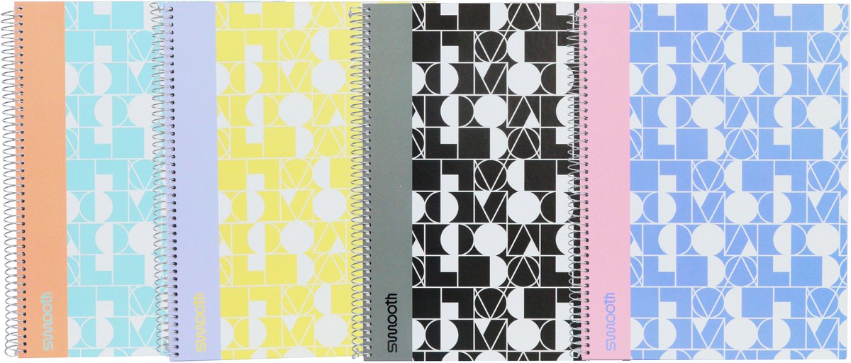 Ancor glat spiral bog a5 linje hardcover - 4 styk - assorterede designs