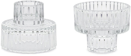 Partydeco 4 stk 2-i-1 lysestage i glas 6,5x5,5 cm
