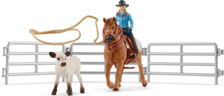 Schleich farm world - team roping med cowgirl - børnelegetøj til drenge og piger - 3 til 8 år 42577