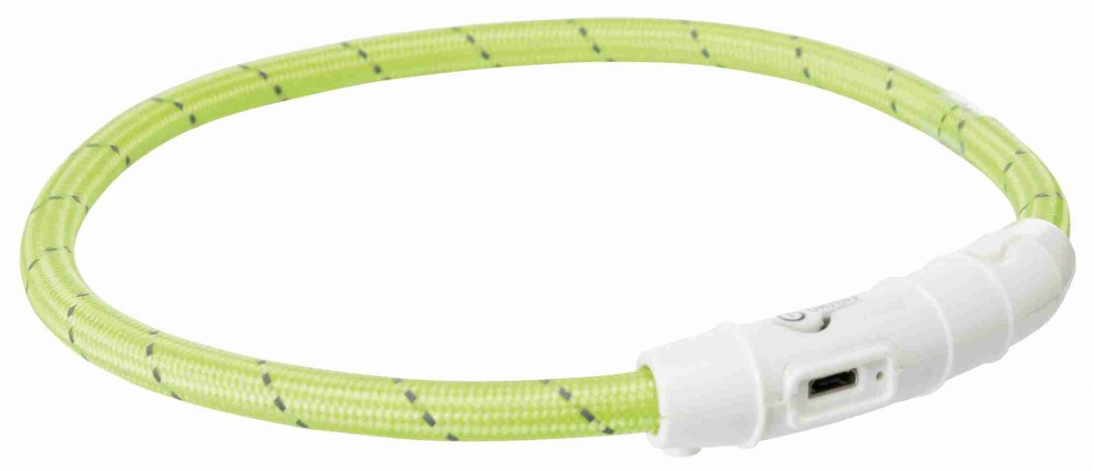 Trixie lysende hundehalsbånd flash USB TPU nylon grøn