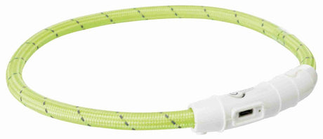 Trixie lysende hundehalsbånd flash USB TPU nylon grøn