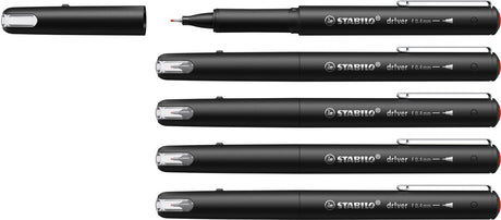 Stabilo dr!ver - premium fineliner - 0,4 mm - rød - æske med 5 stk