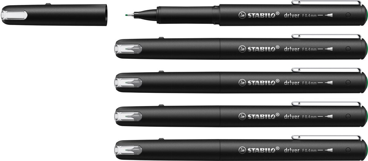 Stabilo dr!ver - premium fineliner - 0,4 mm - grøn - æske med 5 stk