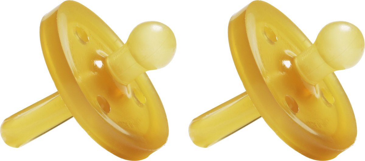 Natursutten gummi sut - 0-6 måneder - rundt skjold - kirsebær tud - 2 stk.
