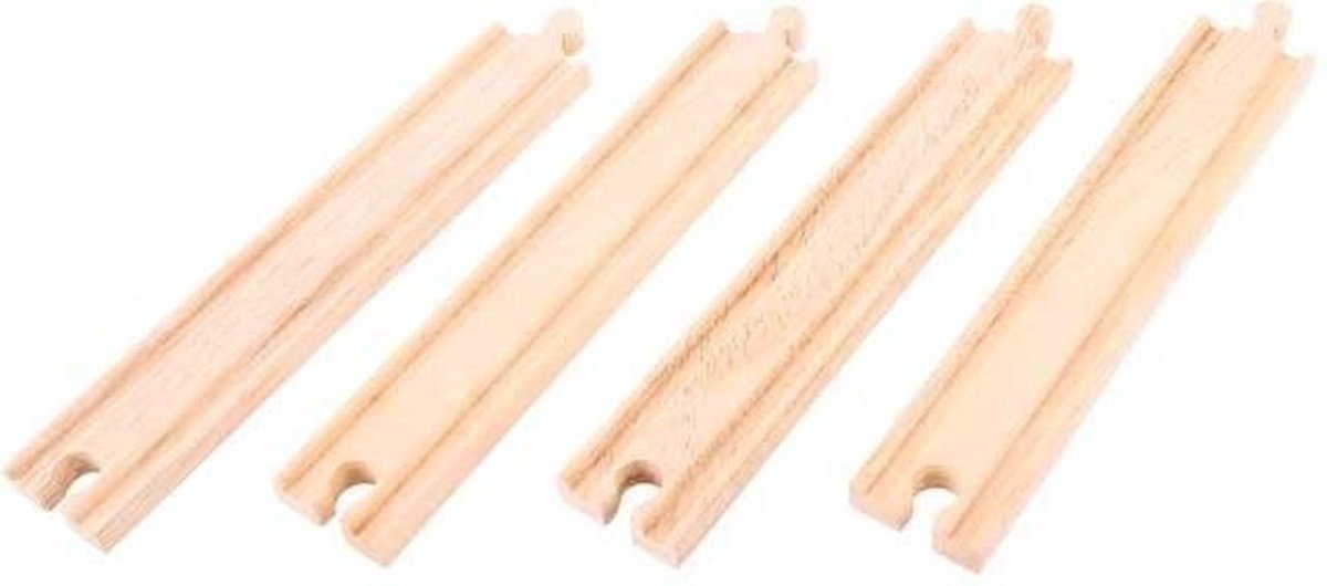 Bigjigs skinne træ togbane højre stykker (4 stykker)