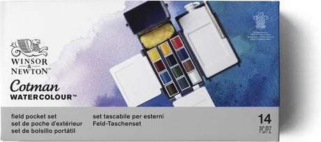 Winsor Newton 0390639 Cotman akvarelfarvesæt – feltlommesæt – 12 halve pander – Komplet rejseakvarelsæt til udendørs maling