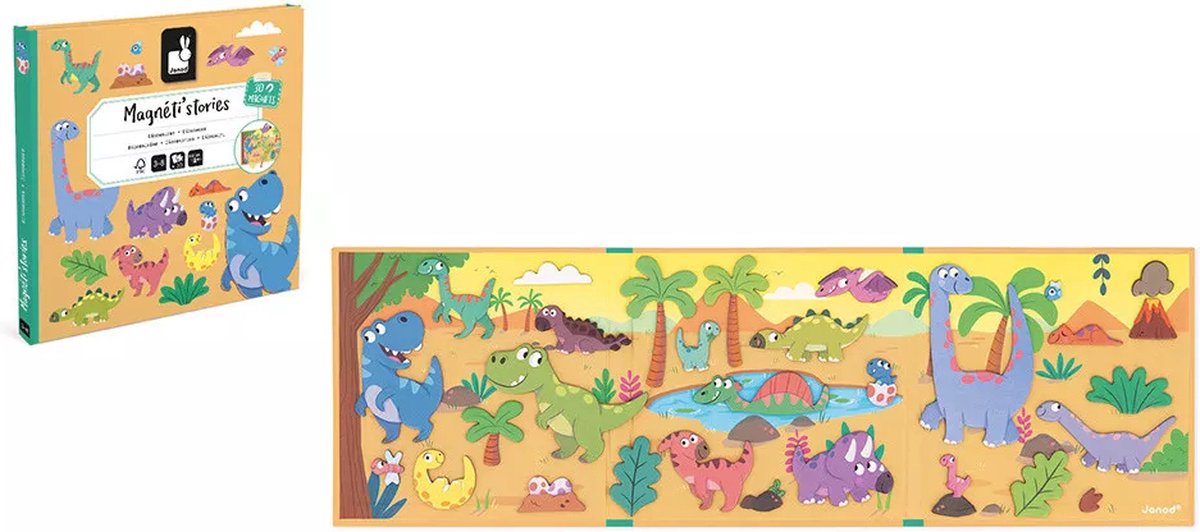 Janod - magneti-historier - dinosaurus - pædagogisk magnetsæt