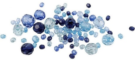 Creativ company cc plast facetteret perlemix 4-12 mm blå harmoni 170 stk.