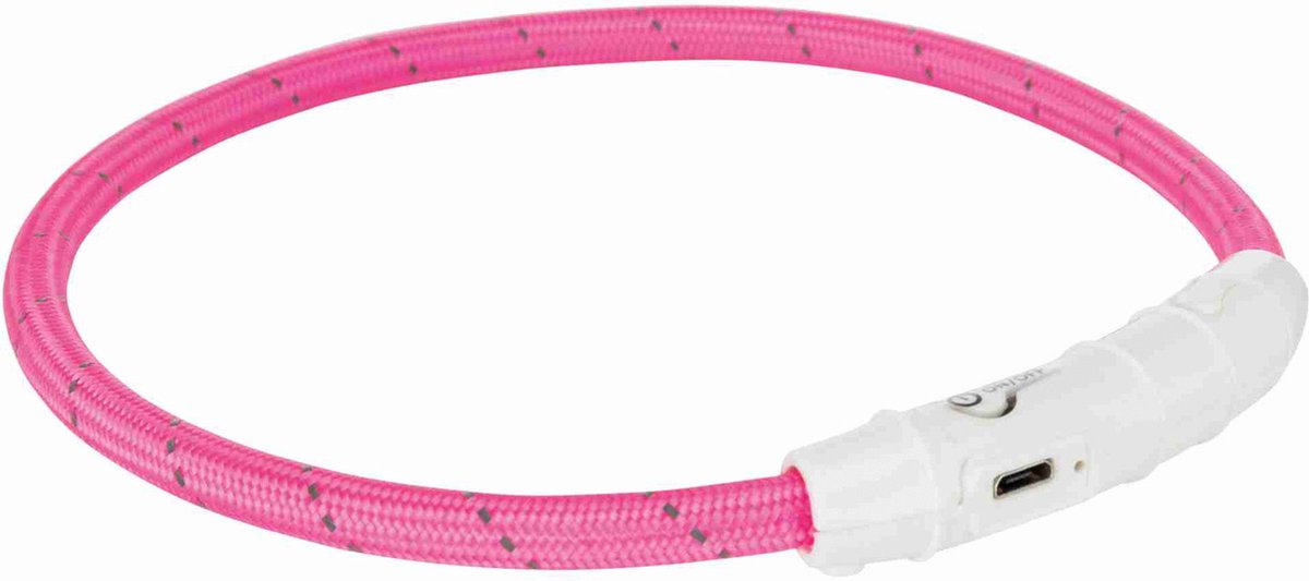 Trixie lysende hundehalsbånd flash USB TPU nylon pink