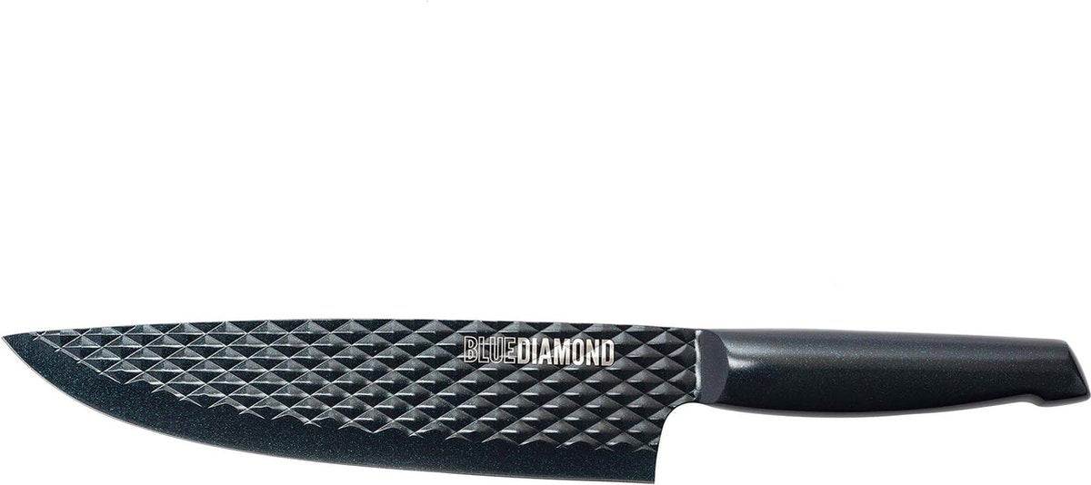 Blå diamant kokkekniv - 20 cm - 100 stål - non-stick - tåler opvaskemaskine