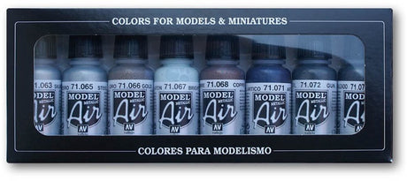 Vallejo hobbymaling akrylmaling - 71176 metalliske farver - model air - akrylsæt malingssæt - 8x 17 ml