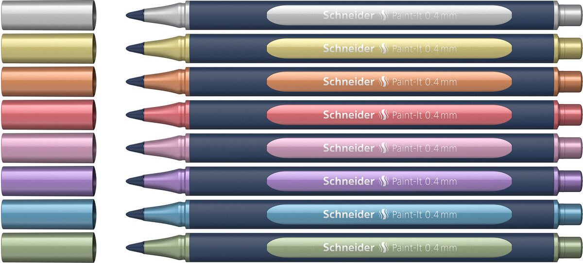 Schneider skriveredskaber schneider rollerball metallic - paint-it 050 - linjebredde 0,4 mm - 8 stk - s-ml05011502