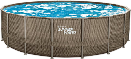 Sommerbølger rammer pool rund - ⌀549 x 132 cm - svømmebassiner - inklusive filterpumpe - poolpumpe - filterpatron - låg - jordklud - stige - vedligeholdelsessæt