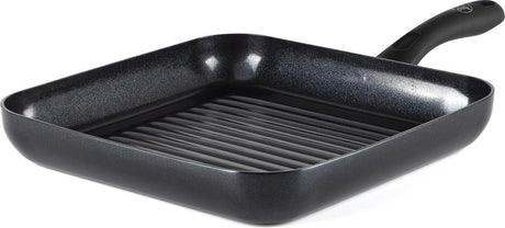 Greenchef diamantgrillpande 28x28cm - pfas-fri non-stick belægning - induktionsgrillpande - keramisk pande - ovnsikker op til 160°c - kølehåndtag - sort