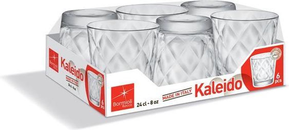 Bormioli rocco kaleido vandglas - 24 cl - sæt-6