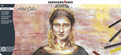 Eberhard faber tegnesæt - kunstnerfarve - 37 dele - i metalkasse - ef-516937